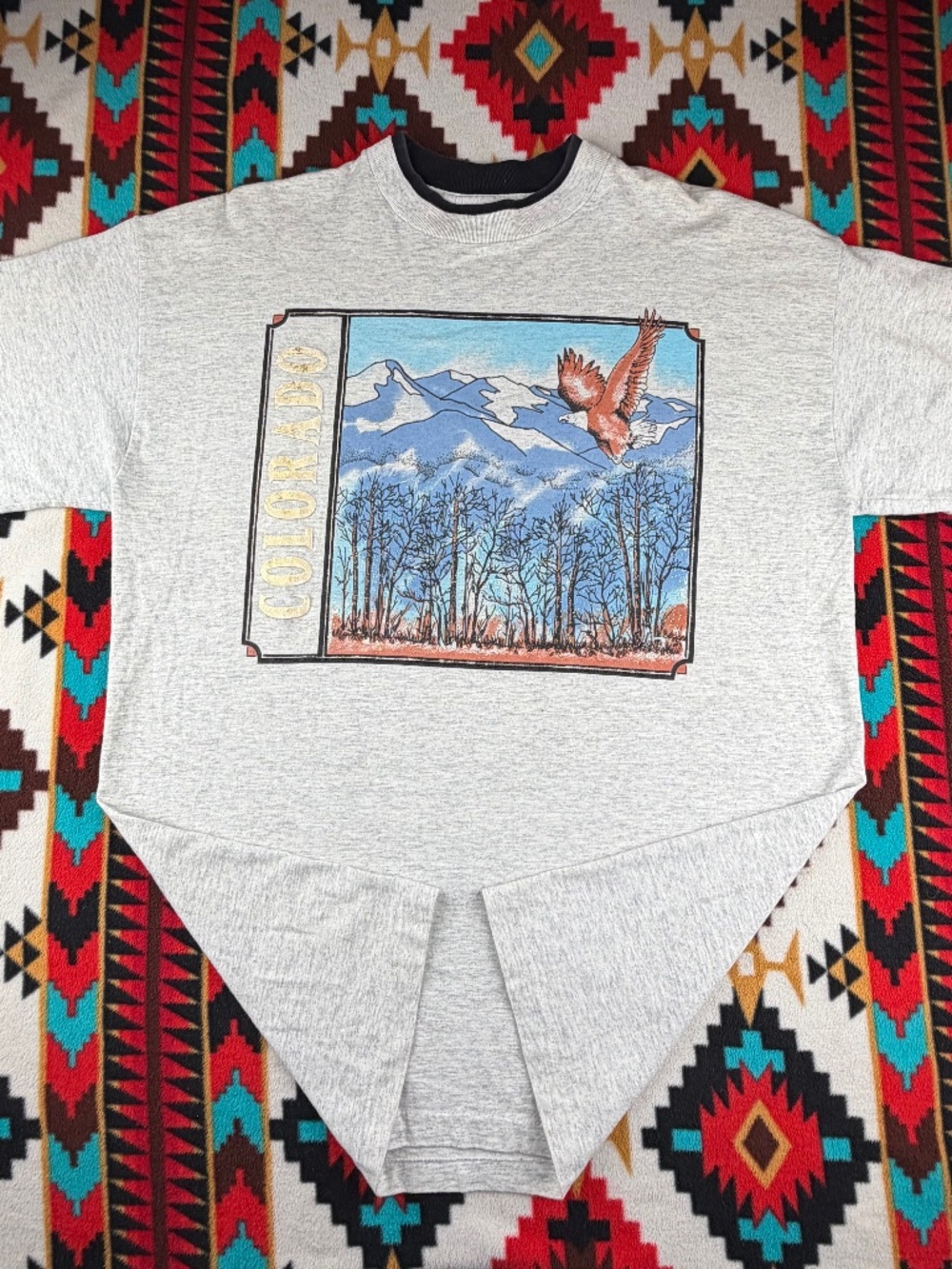 Vintage Colorado Scenic Eagle Mountains Nature Graphic Tee Signal Mega XL